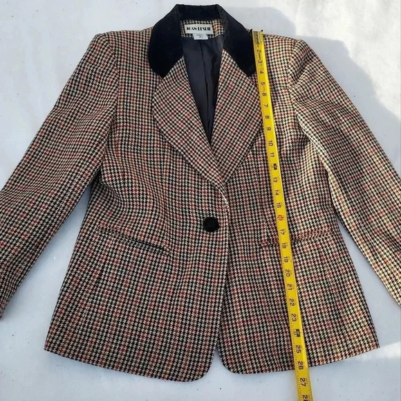 Joan Leslie Size 6 Womens  Brown and Black Squared Blazer with Velvet Collar - Picture 10 of 16